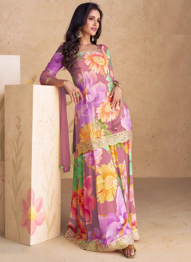 Chinnon Multi Colour Festival Wear Printed Readymade Plazzo Suit